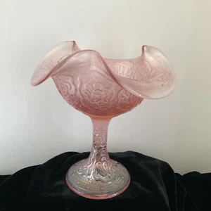 FENTON 75 th ANNIVERSARY PINK IRADESCENT COMPOTE CARNIVAL GLASS PERSIAN MEDALL - Picture 1 of 10