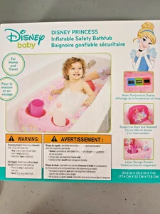 Disney Princess Inflatable Safety Bathtub For Travel & Home wTemperature Display - Picture 1 of 11