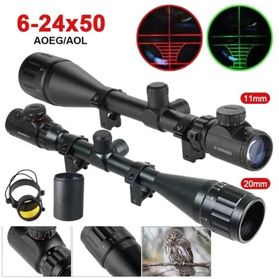 MARKENLOS 6-24x50 AOEG Rot Grün Jagdgewehr Zielfernrohr Mit 11/20mm Rail Für Outdoor #