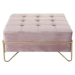 Banqueta DKD Home Decor   Espuma Rosa Dorado Metal Poliéster Terciopelo Mader - Imagen 1 de 4