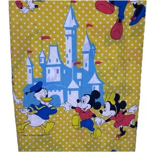 Vintage Disney World Twin Bettwäsche Set gelb gepunktet Mickey Minnie Donald 4 Stück - Bild 1 von 12