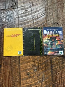 3 Nintendo 64 Manual Lot - Battle Tang Global Assault, Turok & Golden Eye 007 - Picture 1 of 2