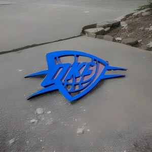 Custom Cut Metal OKC Thunder Blue Sign 17"x9" NBA - Picture 1 of 4
