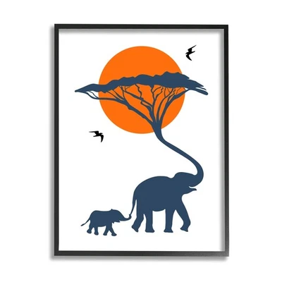 Arte de pared moderno safari africano elefante familia 11x14 enmarcado listo para colgar decoración Foto 1 de 4