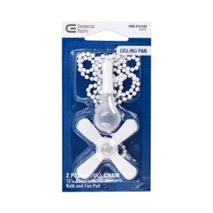 Matte White Light Bulb and Fan Pull Chain Set By Commercial Electric - Picture 1 of 2