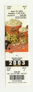 Baltimore Orioles Vs Milwaukee Brewers June 15 2003 Unused Suite Ticket - Picture 1 of 1