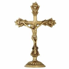 Ottone Gesù Cristo Su Croce Idolo Figurina Statua Scultura 27.9cm
