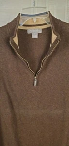 Daniel Cremiean 100% Supima Cotton Brown 1/4 Zip Vest RN58909 - Imagen 1 de 5