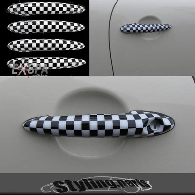 MANIGLIE PORTA BANDIERA A SCACCHI per MINI ONE COOPER S D R60 COUNTRYMAN 4 PEZZI - Immagine 1 di 4