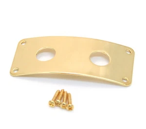 Gold Finish Metal Rectangle Dual/Stereo 1/4" Jack Plate for Guitar/Bass SMJP-G - Picture 1 of 2