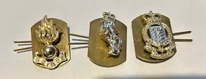 BRITISH MILITARY COLLAR BADGES LOT 3 ROYAL ARMY ORD-ELECTRICAL ENGINEE-ARTILLERY - Picture 1 of 6