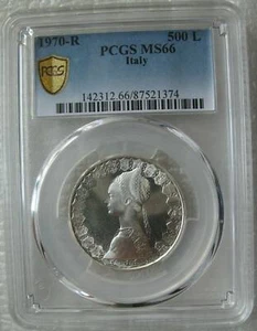 Italy 500 Lire 1970 Silver Coin Columbus's Ships PCGS MS66 - Picture 1 of 3