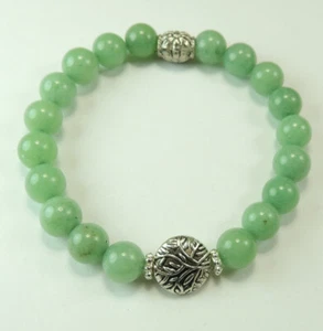 Green Jade Stretch Bracelet with Fancy Beads Handmade Jewelry - Picture 1 of 1