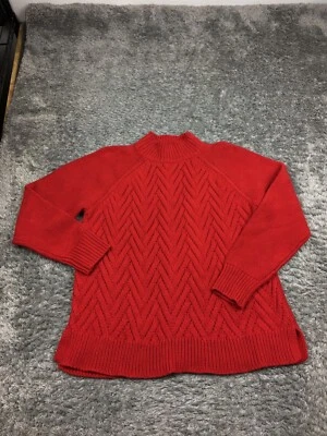 Suéter Chaps Mujer Talla XL Rojo Zig Zig Tejido Cuello Simulado Algodón Mezcla Acrílico Foto 1 de 4