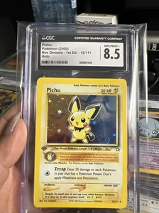 2000 Pokemon Neo Genesis 12 Pichu 1st Edition Holo Rare Pokemon TCG Card CGC 8.5 - Picture 1 of 4
