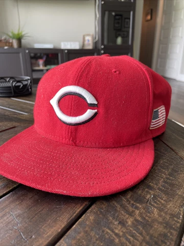 Cincinnati Reds Official On-Field Cap; American Flag; New Era 7 5/8; 59Fifty Cover
