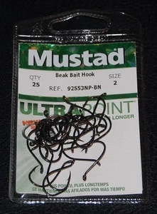 25 Pack Mustad Ultra Point 92553NPBN-02 Black Nickel Octopus Beak Hooks - Size 2 - Picture 1 of 2