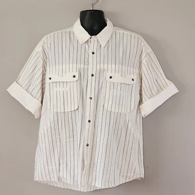 Vtg Bugle Boy Direction Shirt Striped Embroidered Skate Streetwear Board Surf XL - Image 1 of 4