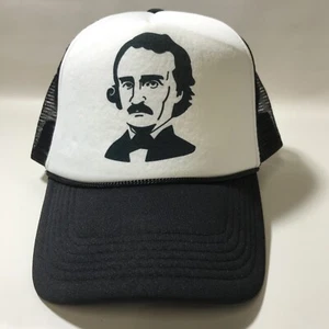 Edgar Allan Poe Trucker Baseball Hat/cap Black And White HALLOWEEN - Picture 1 of 6