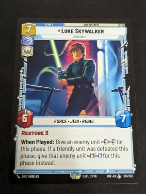MISPRINT CRIMP ERROR Luke Skywalker Jedi Knight Star Wars Unlimited -  NM 1x - Image 1 of 3
