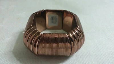 Pulsera elástica vintage de 2,5" de diámetro con cuentas de plástico texturizado color cobre Foto 1 de 3