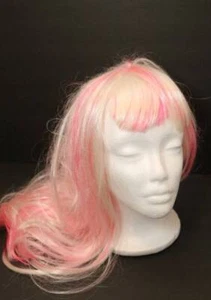 Wig White Hair Pink Streaks by Pony Express Creations Costume Theater Cos-Play - Picture 1 of 6