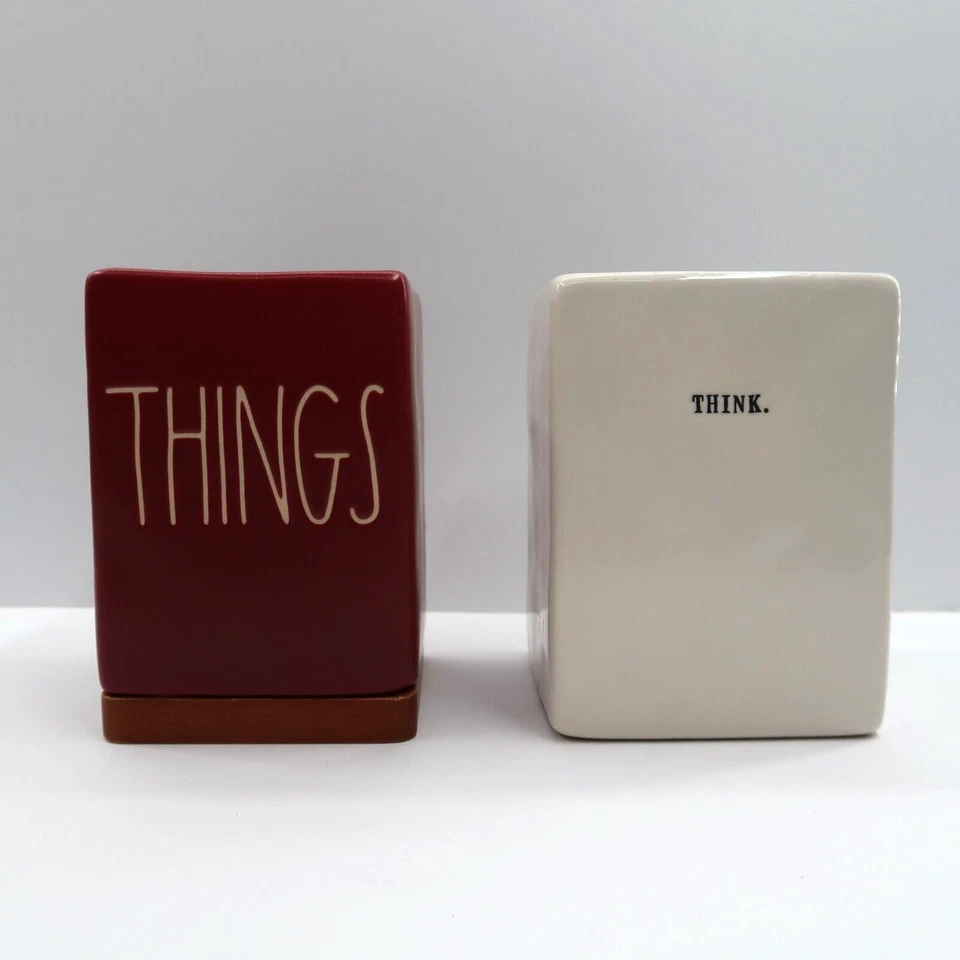 Rae Dunn Containers Things Think Burgundy White Bathroom Home Goods - Image 1 of 4