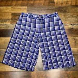 Chaps Bermuda Shorts Boys 18 Blue Plaid - Picture 1 of 7
