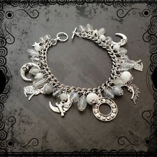 Hares and moon pagan charm bracelet, moon phases, goddess