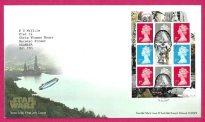 Royal Mail 2017 FDC Booklet Pane - STAR WARS  - Shs WOOKEY WELLS - Image 1 of 3