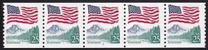 2280a 25c Flag over Yosemite PNC Strip of 5 Plate 6 Unused NH - Picture 1 of 2