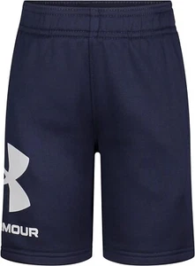 Under Armour UA Size 4 Navy Blue Big Logo Shorts Terry Sweat Shorts NEW - Picture 1 of 1