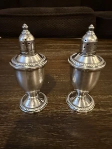 Vintage Crosby Sterling Silver 4 3/4" Gadroon Trimmed Salt and Pepper Shakers - Picture 1 of 7