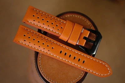 手工制作橙色 PAM Officine Panerai 表带尺寸 24(或任何尺寸 22 24 26 27) — 第 1/4 张图片
