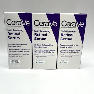 CeraVe Anti Aging Retinol Serum 1oz Cream Serum for Smoothing Fine Lines 3 Pack - Picture 1 of 5
