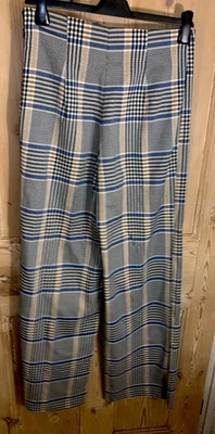 Pantalone check plaid tartan vita alta gamba larga piatto davanti Miss Selfridge 10 - Immagine 1 di 4