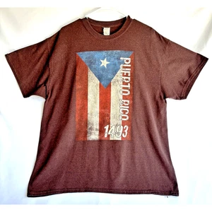 Gildan Puerto Rico 1493 Men's Burgundy Tee Shirt XL - Picture 1 of 4