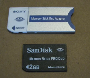 SANDISK 2GB MEMORY STICK PRO + SONY ADAPTOR - Picture 1 of 2