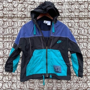 Vintage Nike color block zipper windbreaker jacket MEDIUM 10/12 - Picture 1 of 8