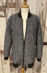 North Face Gray Black Quilted Knit Women’s Jacket Coat Sz M Fall Spring Cozy - Picture 1 of 14