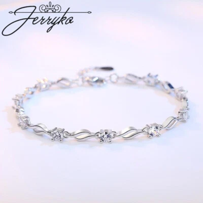 Damen Armband 925 Sterling Silber Kette Frauen Geschenk Zirkon Schmuck - Bild 1 von 4