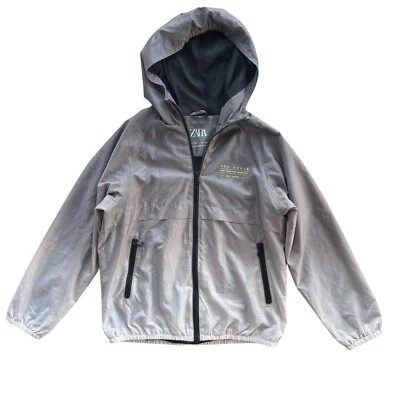 Zara Kids 10 Gray Green New Goals Text Print Degrade Full Zip Windbreaker Jacket - Image 1 of 4