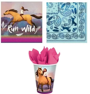 Juego de ropa de mesa Spirit Riding para fiesta de cumpleaños gratis ~ Tazas, almuerzo y servilletas de bebida - Imagen 1 de 8