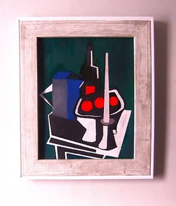 Modernist Abstract Cubist Bauhaus Style Oil On Board Still Life Painting - Picture 1 of 5