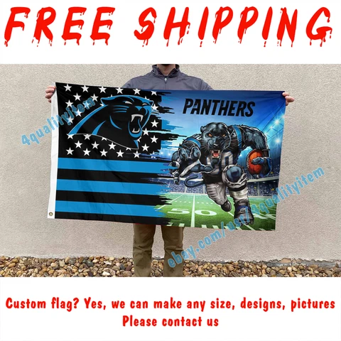 Deluxe Carolina Panthers Stars Stripes Mascot Flag Banner 3X5 FT Football 2023 Cover