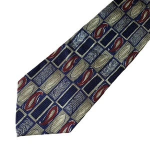 Serica Krawatte blaugold rot Muster rechteckig Paisley 100 % italienische Seide - Bild 1 von 6