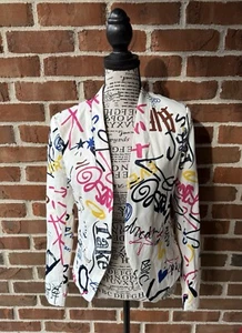 Women's Colorful Abstract Print Long Sleeve Open Front Blazer New Size Small - Picture 1 of 4