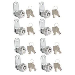 8 Tubular Cam Lock 5/8" Camper Drawer Toolbox Cabinet Key Removable Keyed Alike - Picture 1 of 7