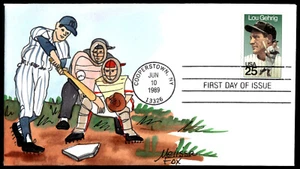 Cooperstown NY 1989 Lou Gehrig FDC HP Melissa Fox Cachet - Picture 1 of 2