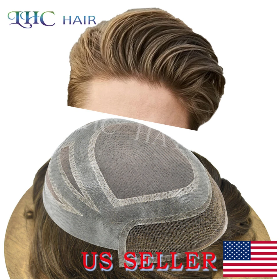 Pelo Lírico Para Hombres Toupee Cabello Humano Frente de Encaje Francés Duradero Pelo Natural Foto 1 de 4